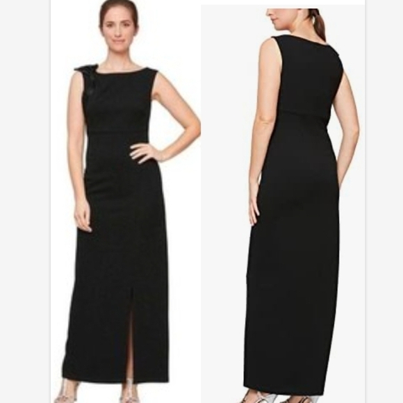 NWT SLNY Black Sleeveless Maxi Dress With Bow Sz 6 - Picture 1 of 11